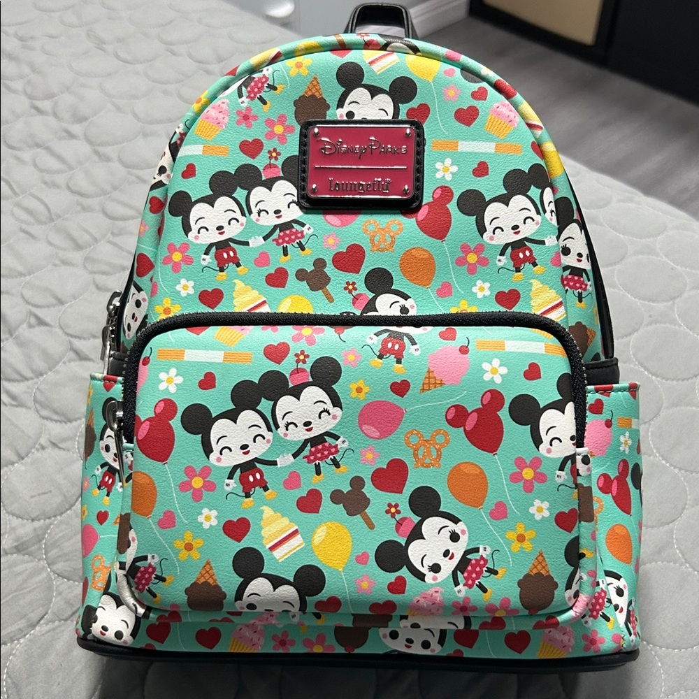 Loungefly Teal Mickey Mouse Patterned Backpack - image 1